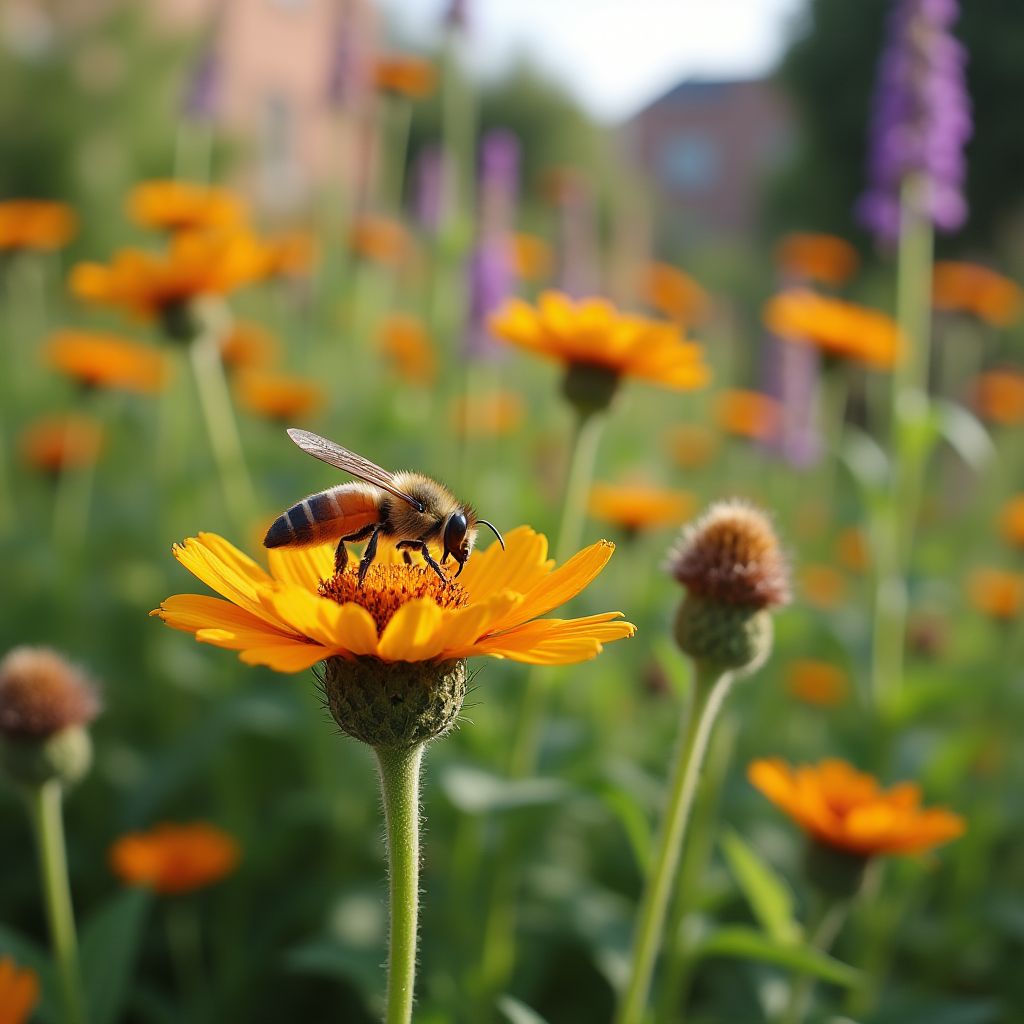 Jardín sostenible con biodiversidad